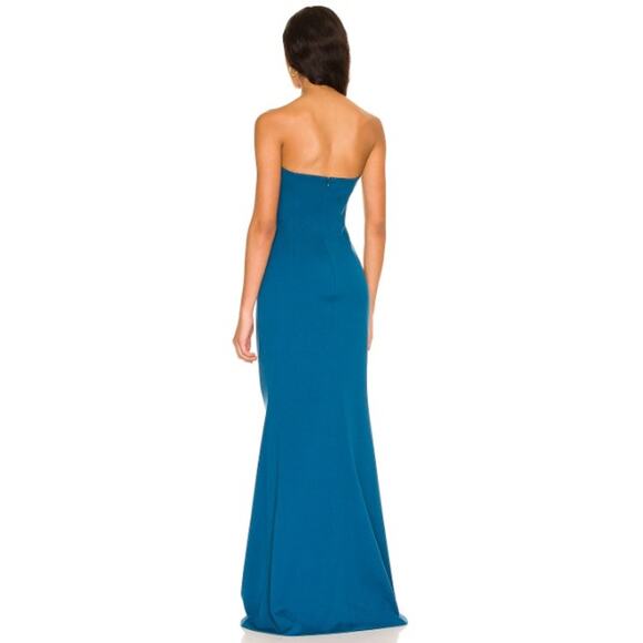 Katie May Dress Womens Large Crush Gown Ocean Blue Strapless Plunging V Neck NWT - Picture 3 of 9